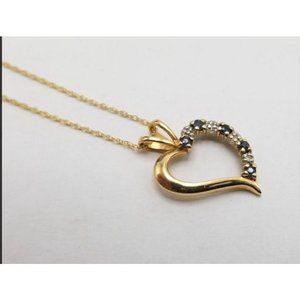 10K 14K Y Gold Blue Sapphire & Diamond N